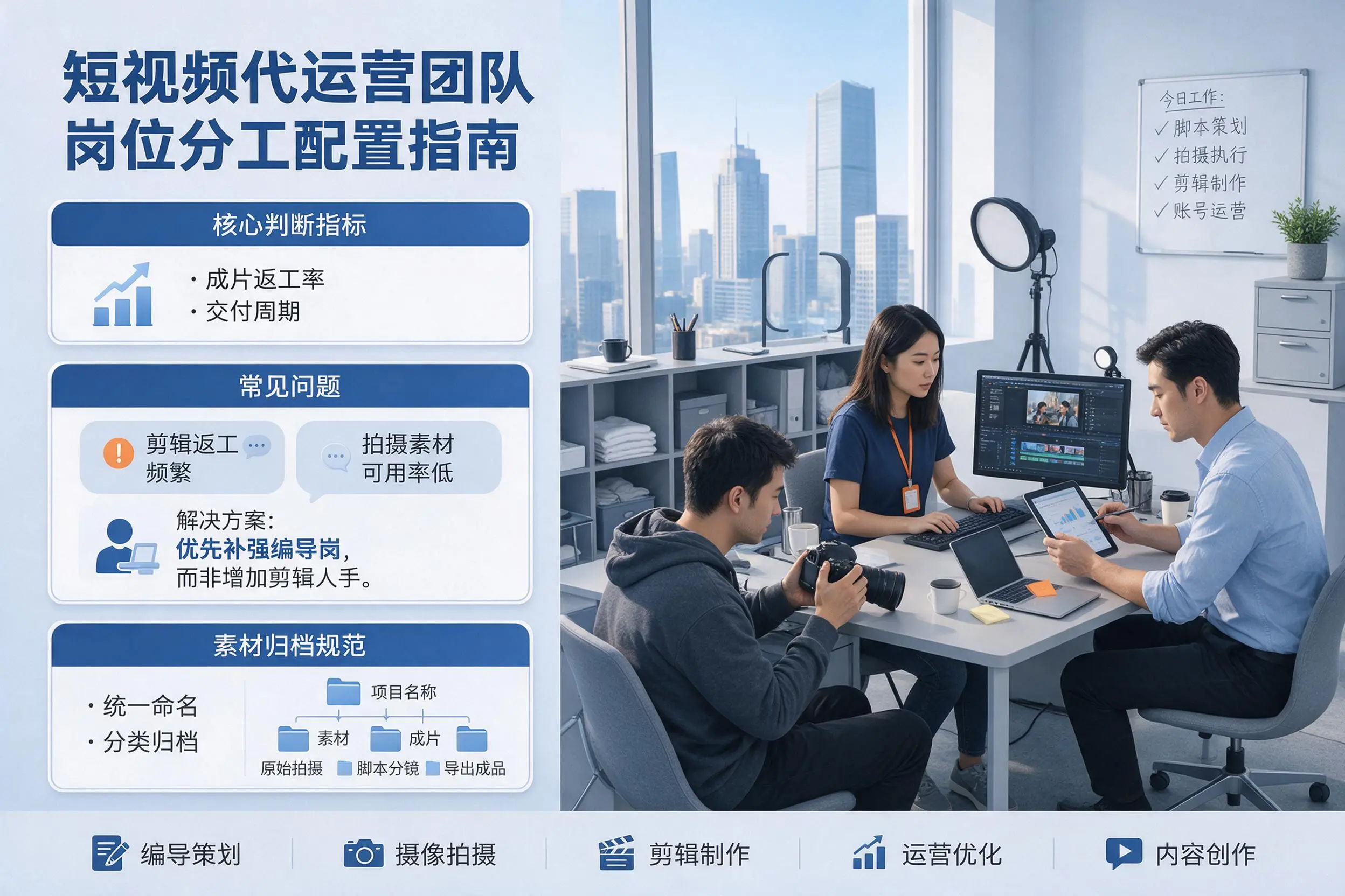 短视频代运营团队如何配置?武威企业岗位分工科普说明