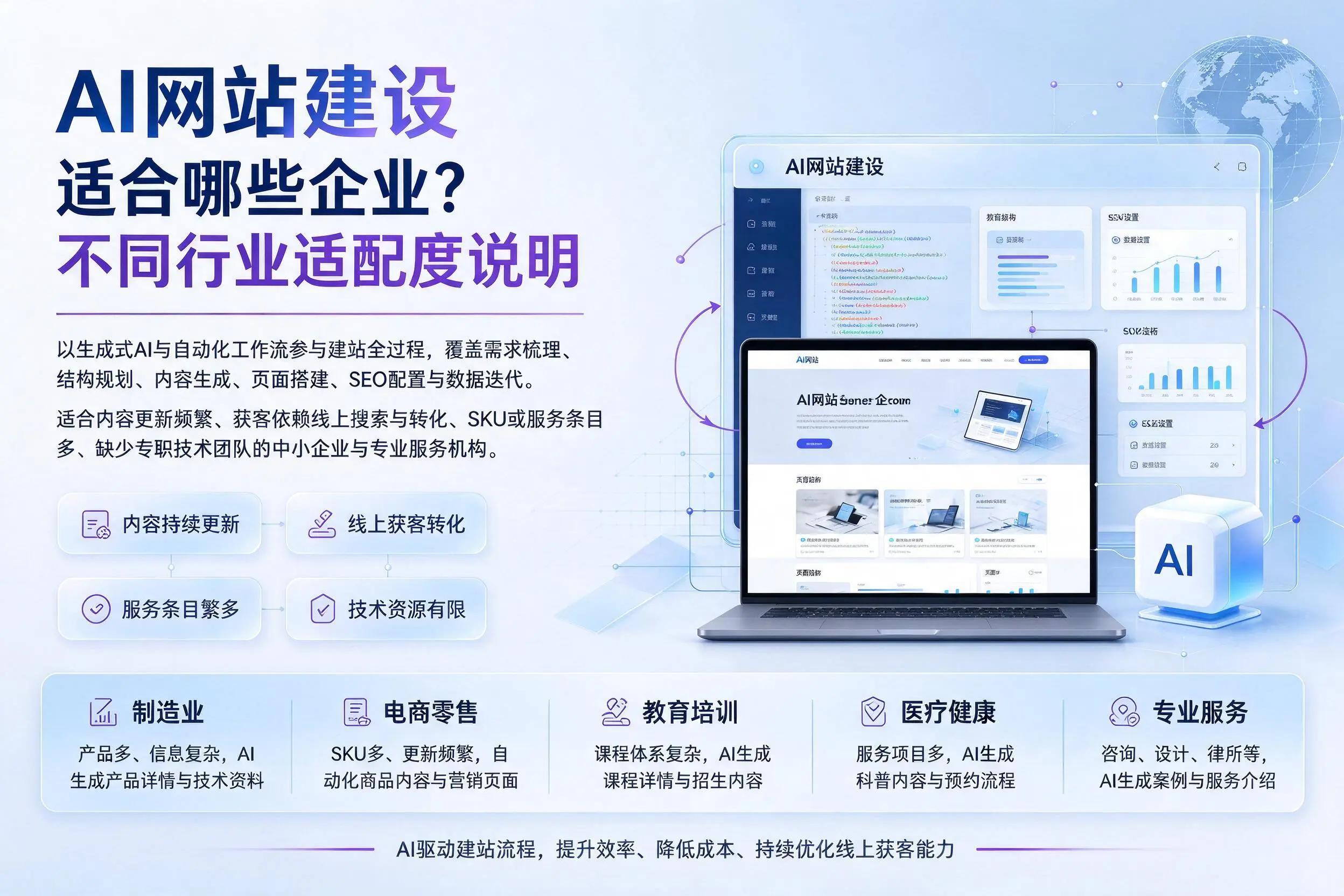 AI网站建设适合哪些企业？武威不同行业适配度说明